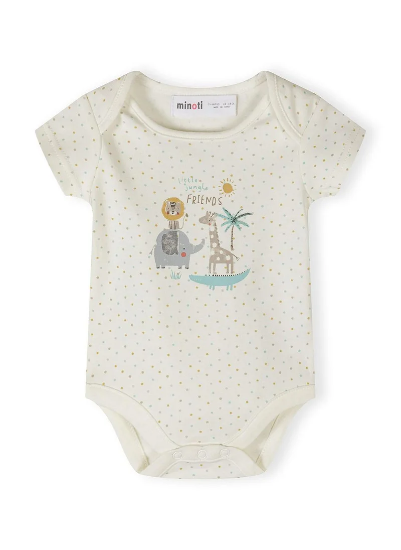 مينوتي Unisex short sleeve safari print bodysuit cream 5-pack 0-24 months